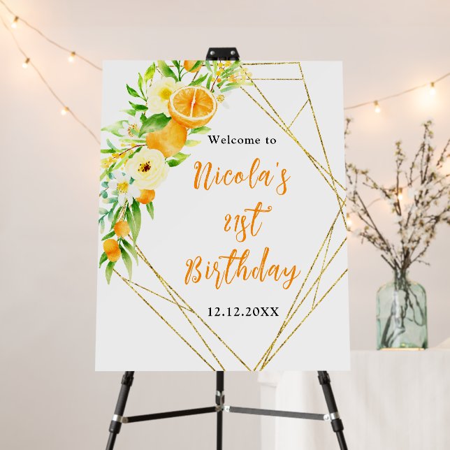 Oranges Citrus Birthday Welcome Foam Board (In Situ (Stand))