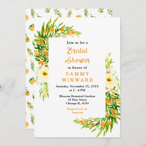 Oranges Citrus Bridal Shower Invitation