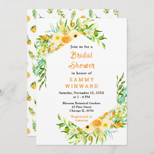 Oranges Citrus Bridal Shower Invitation