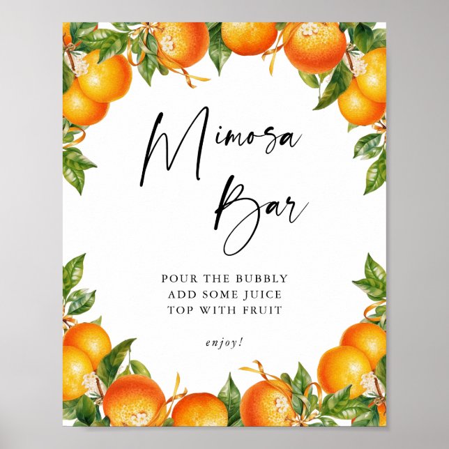 Oranges Citrus bridal shower Mimosa Bar Sign (Front)