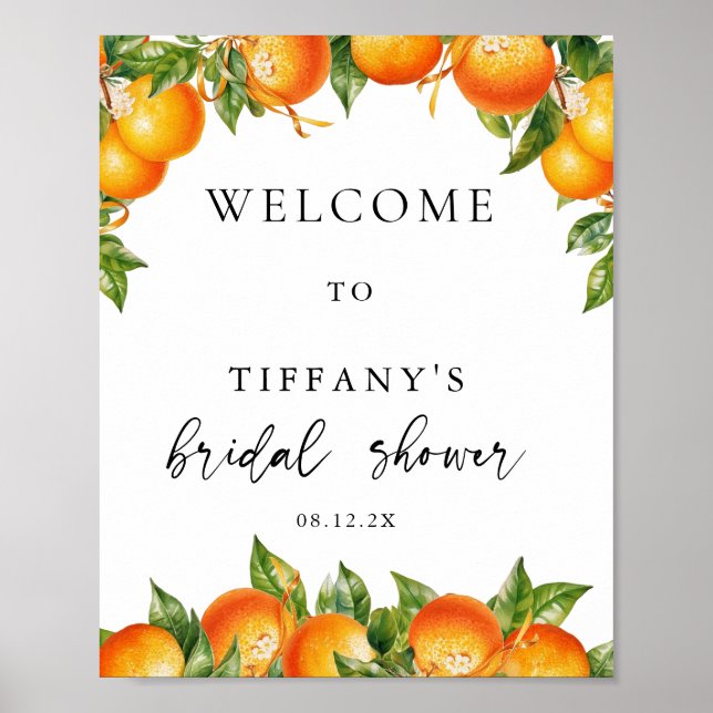 Oranges  Citrus Bridal Shower Welcome Sign (Front)
