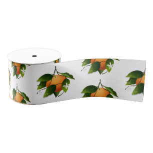 Oranges Citrus Fruit Floral Botanical Garden Grosgrain Ribbon