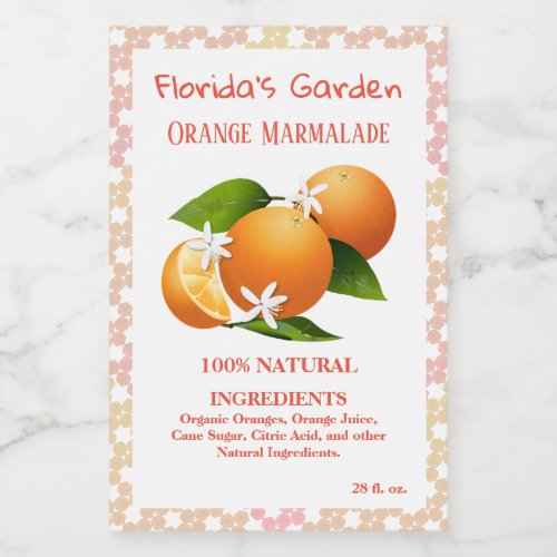 Oranges Citrus Fruit Floral Canning Food Label