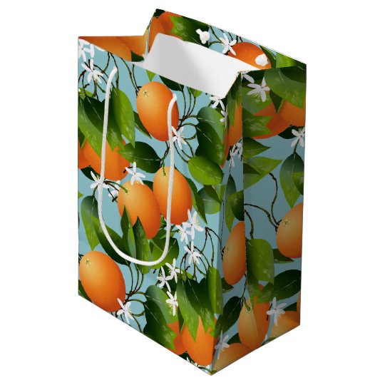 Oranges Citrus Fruit Floral Medium Gift Bag