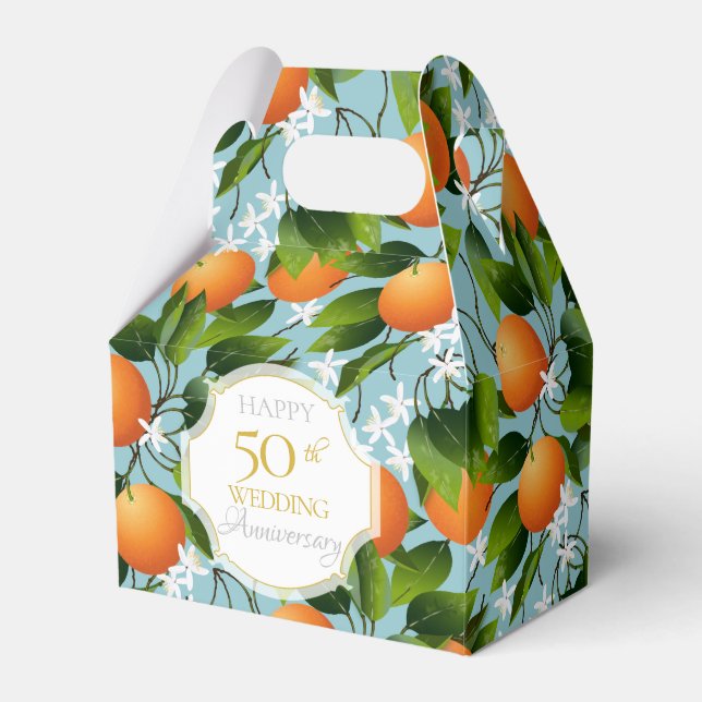 Oranges Citrus Fruit Floral Party Favor Boxes (Front Side)