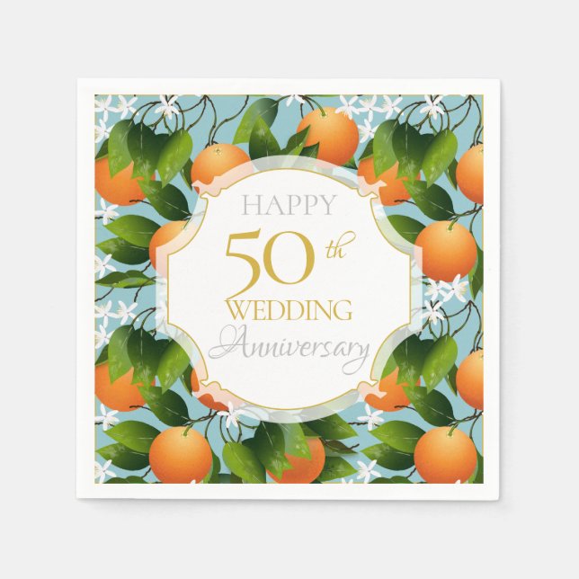 Oranges Citrus Fruit Floral Party Napkins (Front)