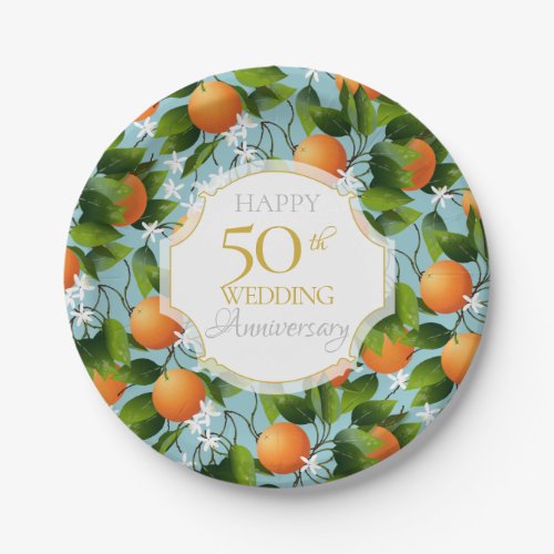 Oranges Citrus Fruit Floral Party Paper Plates