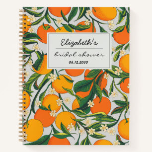 Oranges Citrus Fruit Floral Pattern Bridal Shower Notebook