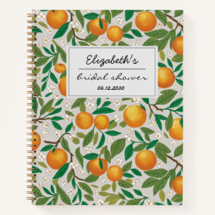 Oranges Citrus Fruit Floral Pattern  Bridal Shower Notebook