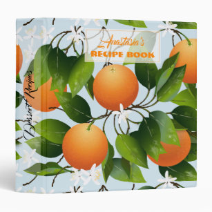 Oranges Citrus Fruit Floral Recipe 3 Ring Binder