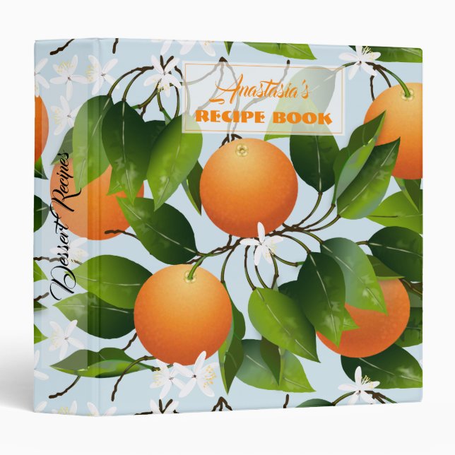 Oranges Citrus Fruit Floral Recipe 3 Ring Binder (Front/Spine)