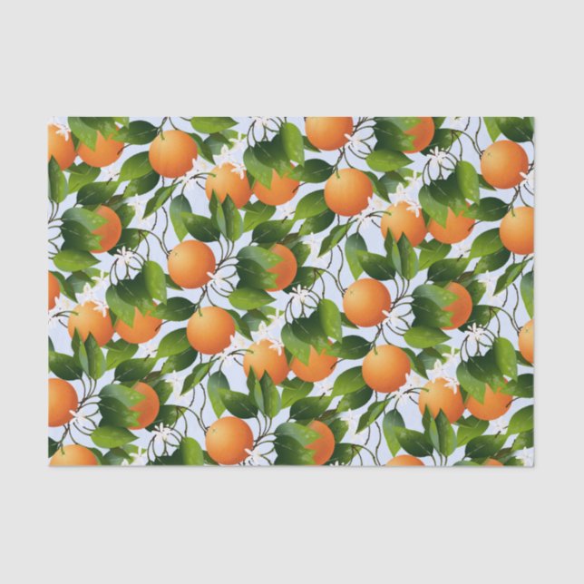 Oranges Citrus Fruit Floral Tissue Paper (Front)