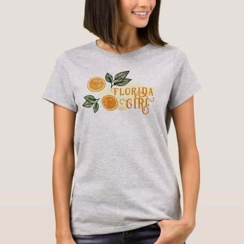 Oranges Citrus Fruit Watercolor Florida Girl  T_Shirt
