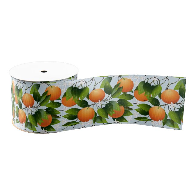 Oranges Citrus Fruits Floral Grosgrain Ribbon (Spool)