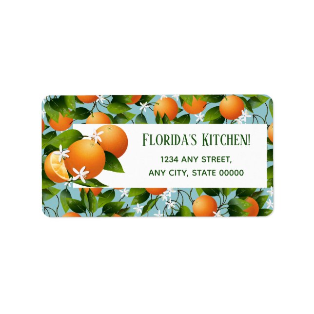 Oranges Citrus Fruits Floral Label (Front)