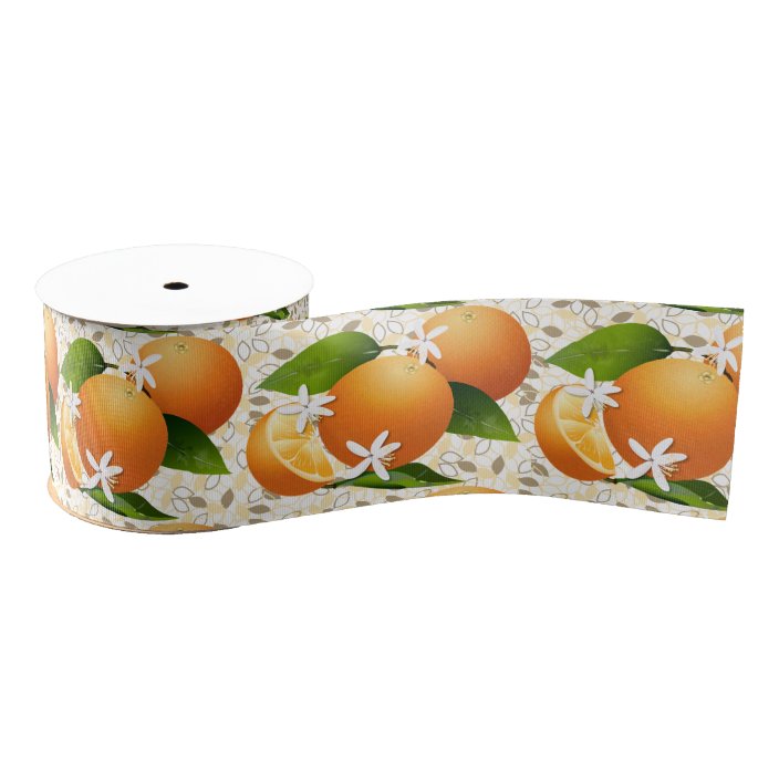 Oranges Citrus Fruits Flowers Grosgrain Ribbon