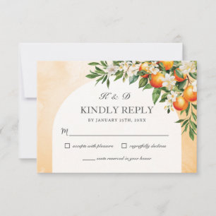 Oranges Citrus Fruits Greenery Orchard Wedding RSVP Card
