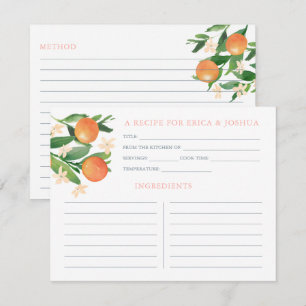 Oranges Citrus Matching Bridal Shower Recipe Cards
