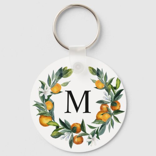 Oranges citrus monogrammed keychain