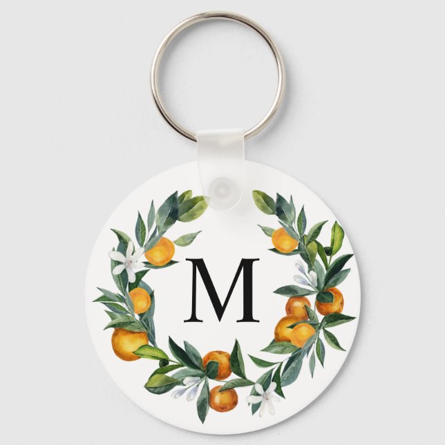 Oranges citrus monogrammed keychain (Front)