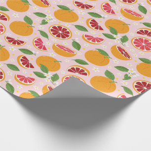 Oranges Citrus pattern light pink Wrapping Paper