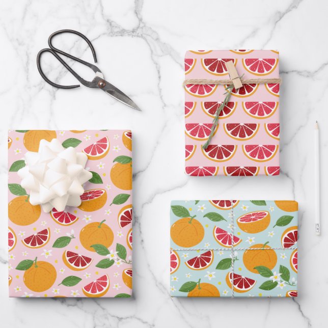 Oranges Citrus patterns Wrapping Paper Sheets (Front)