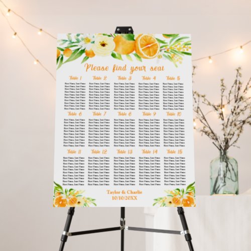 Oranges Citrus Wedding 15 Tables Seating Chart Foam Board