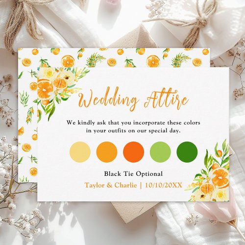 Oranges Citrus Wedding Attire Dress Code Enclosure Card