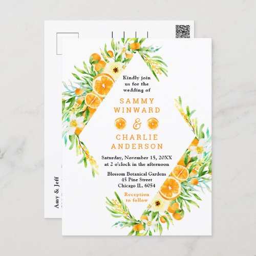 Oranges Citrus Wedding Postcard