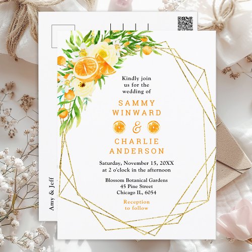 Oranges Citrus Wedding Postcard