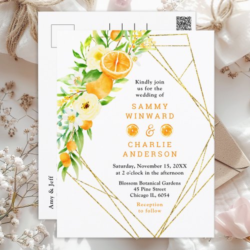 Oranges Citrus Wedding Postcard