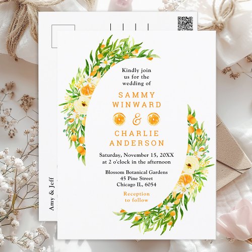 Oranges Citrus Wedding Postcard