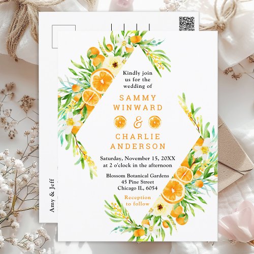 Oranges Citrus Wedding Postcard