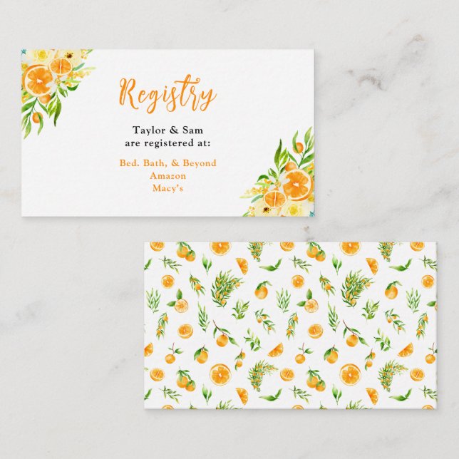 Oranges Citrus Wedding Registry Enclosure Card (Front/Back)