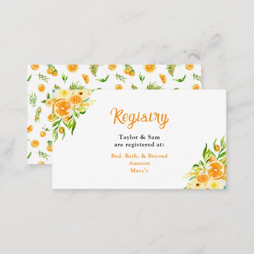 Oranges Citrus Wedding Registry Enclosure Card