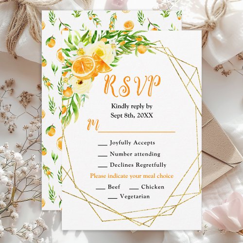 Oranges Citrus Wedding RSVP Card