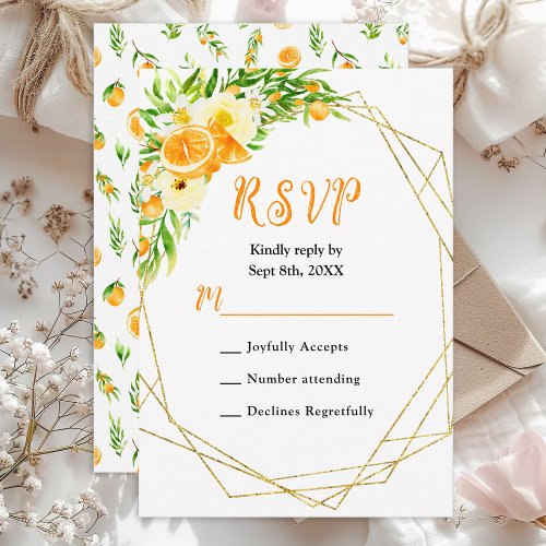 Oranges Citrus Wedding RSVP Card