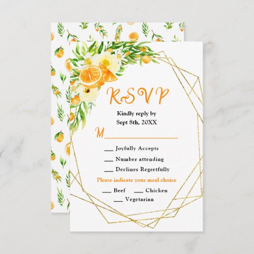 Oranges Citrus Wedding RSVP Card
