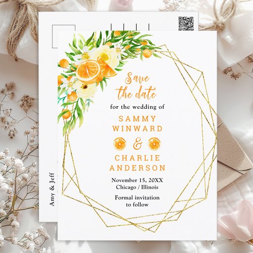 Oranges Citrus Wedding Save The Date Postcard