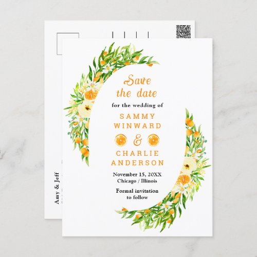 Oranges Citrus Wedding Save The Date Postcard