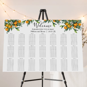 Oranges citrus Wedding Seating Chart Foam Board
