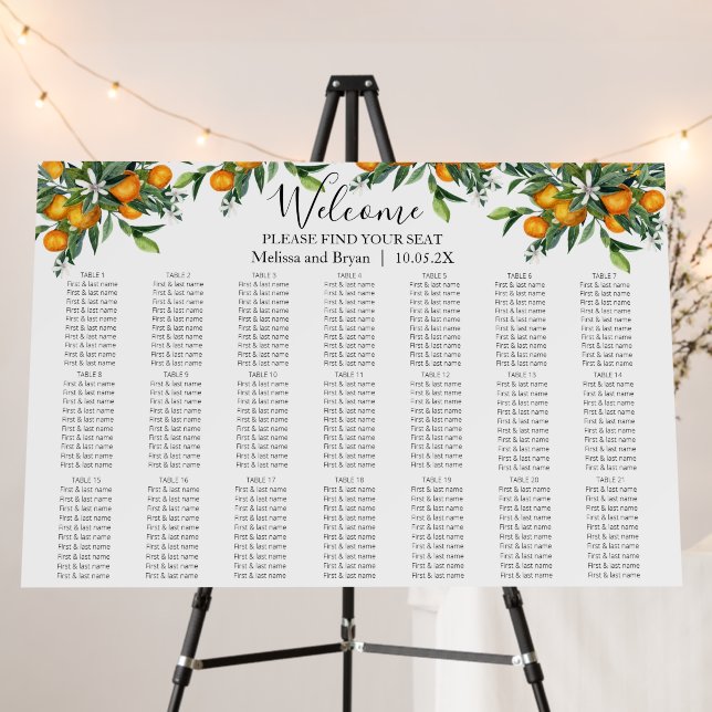Oranges citrus Wedding Seating Chart Foam Board (In Situ (Stand))