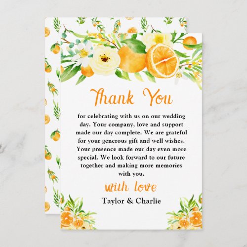 Oranges Citrus Wedding Thank You Card