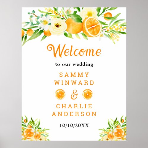 Oranges Citrus Wedding Welcome Sign