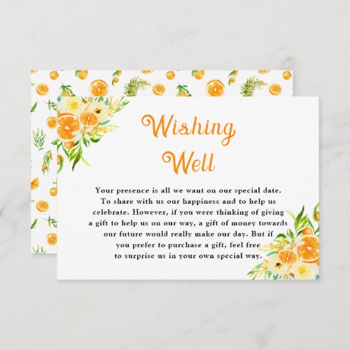 Oranges Citrus Wedding Wishing Well Enclosure Card