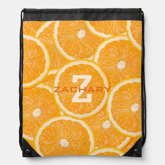 Oranges custom monogram backpack (Front)
