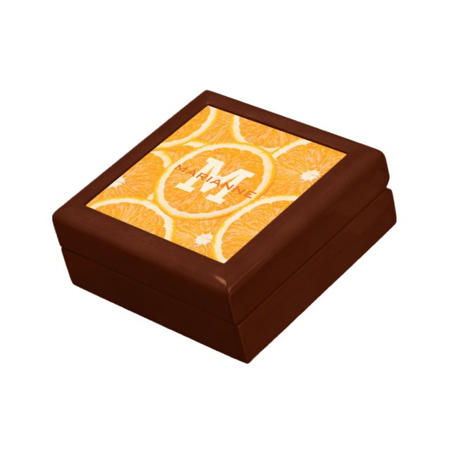 Oranges custom monogram gift / jewelry boxes (Side)