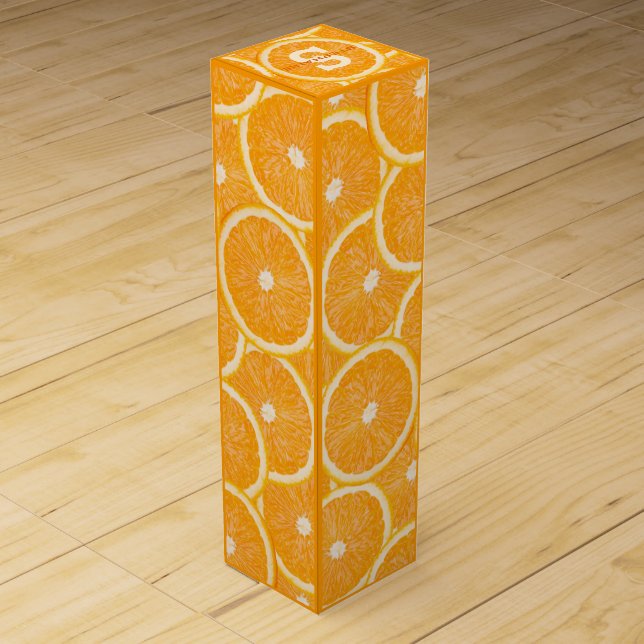 Oranges custom monogram wine gift box (Back)