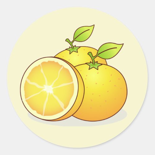 Oranges cute fruit classic round sticker