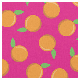 Oranges Cute Fruit Kitchen Pink Fabric